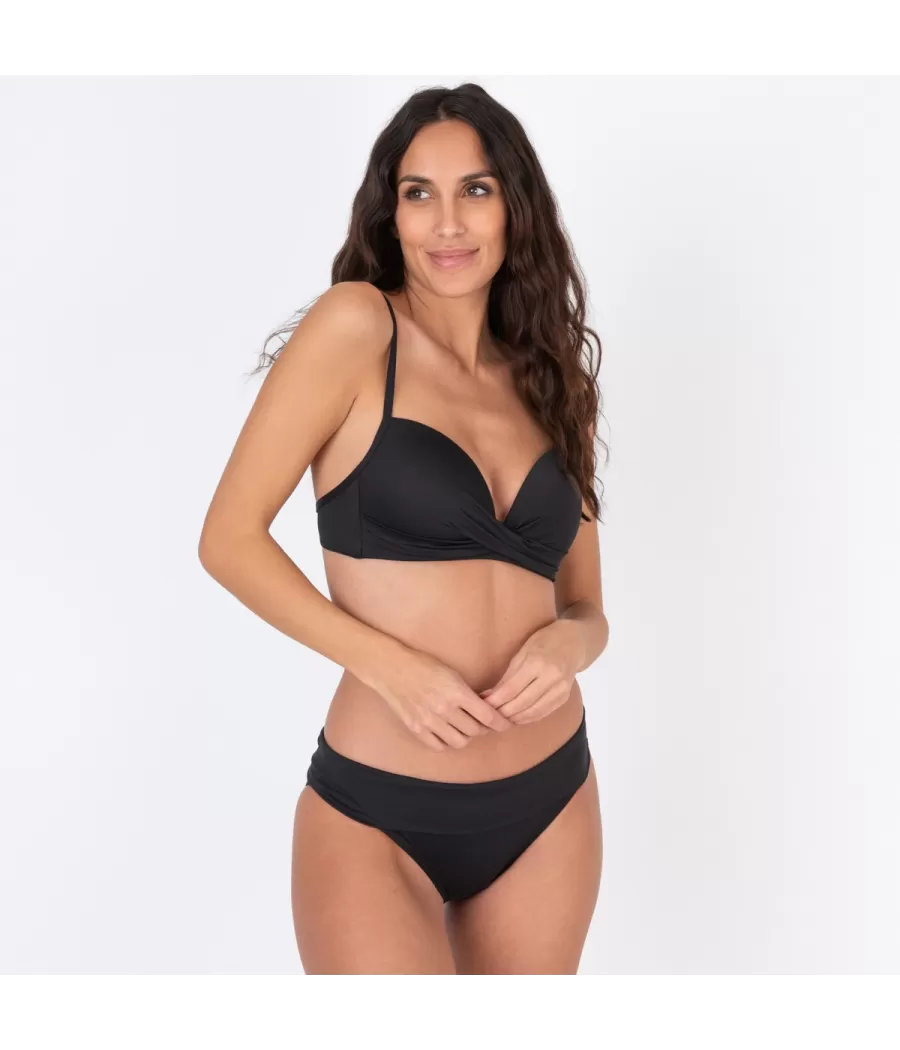 Culotte de maillot femme revers savane noir | Kiwi Saint Tropez