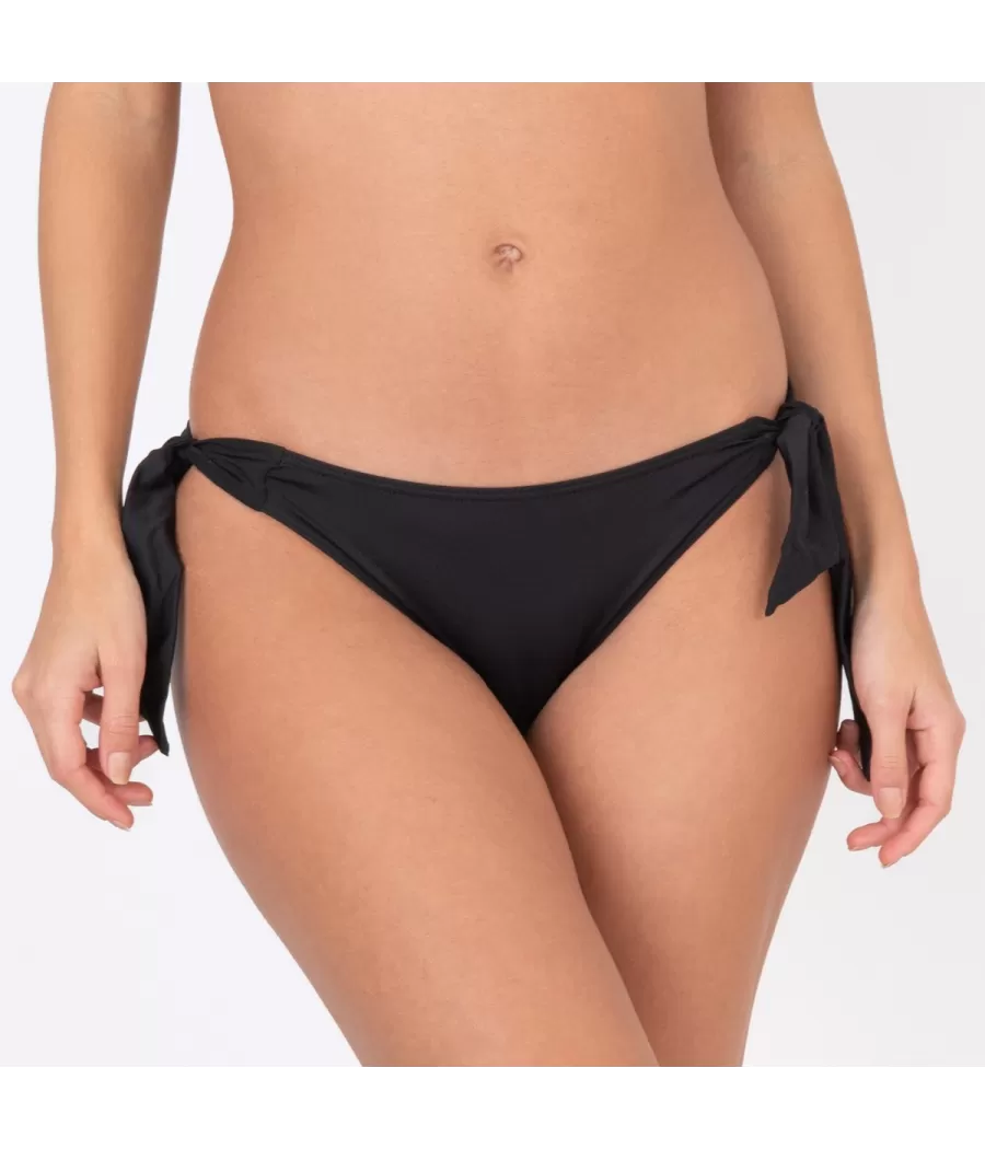 Culotte de maillot femme nouée savane noir - Maillots séparables unis | Kiwi Saint Tropez