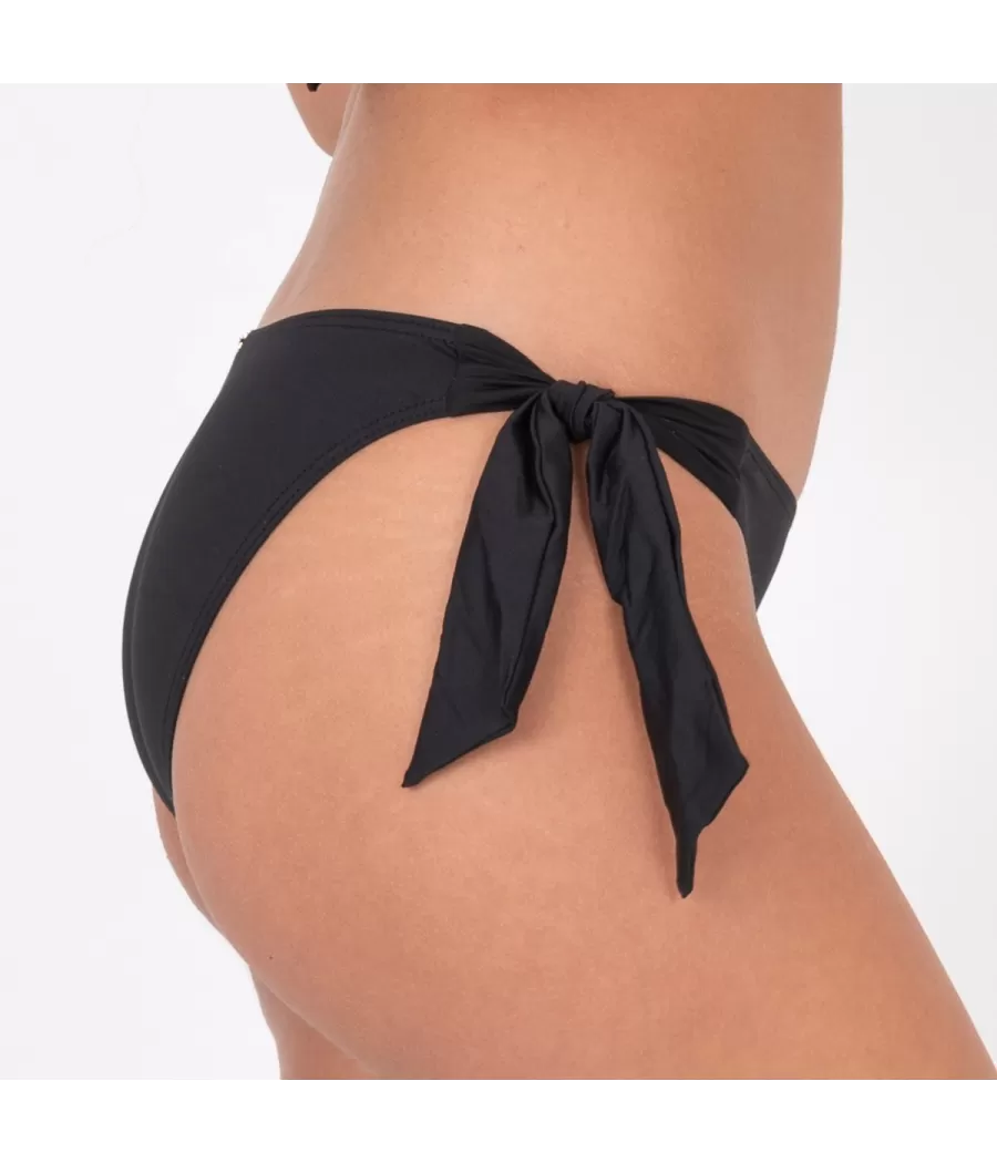 Culotte de maillot femme nouée savane noir - Maillots séparables unis | Kiwi Saint Tropez