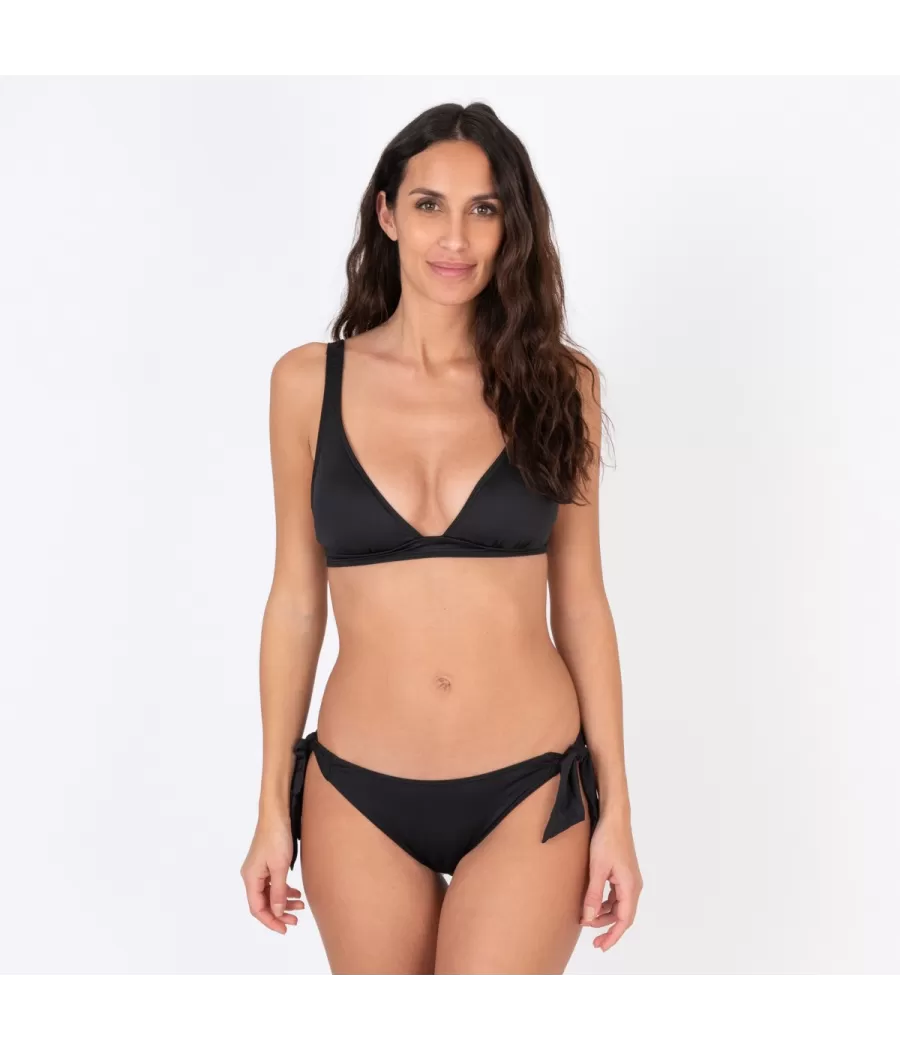 Culotte de maillot femme nouée savane noir - Maillots séparables unis | Kiwi Saint Tropez