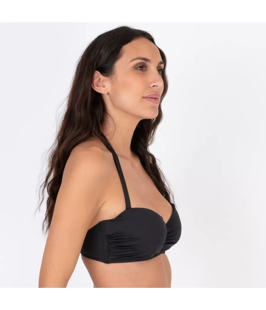 Haut de maillot femme bandeau savane noir | Kiwi Saint Tropez