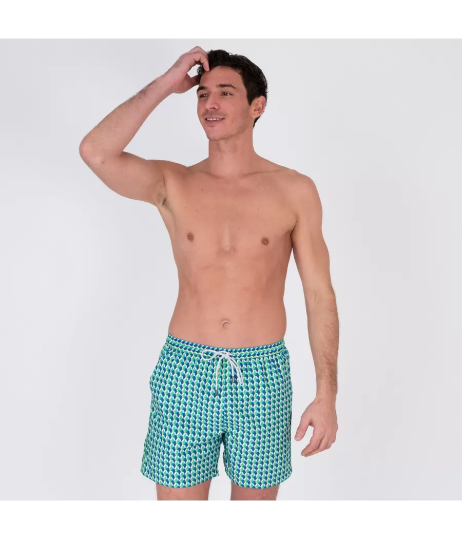 Vierkant groen zwempak voor heren - Maillots de bain imprimés | Kiwi Saint Tropez