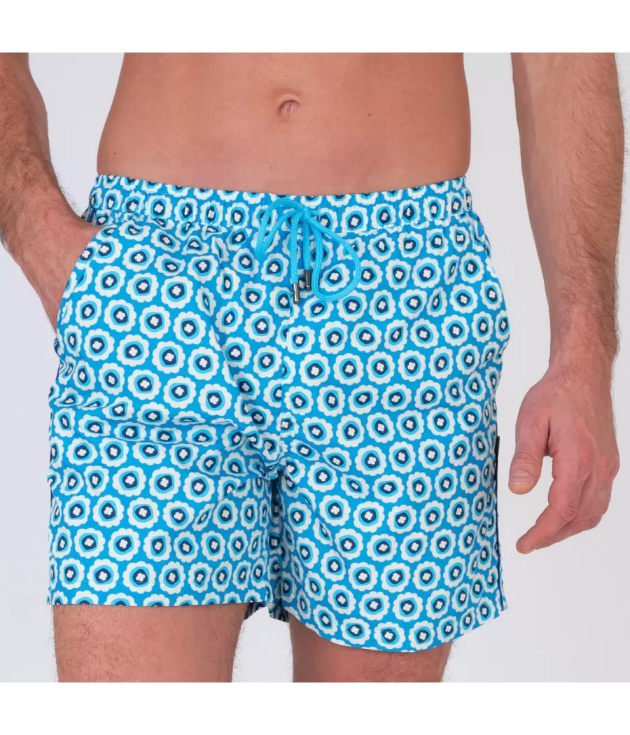 Maillot de bain homme flower turquoise | Kiwi Saint Tropez