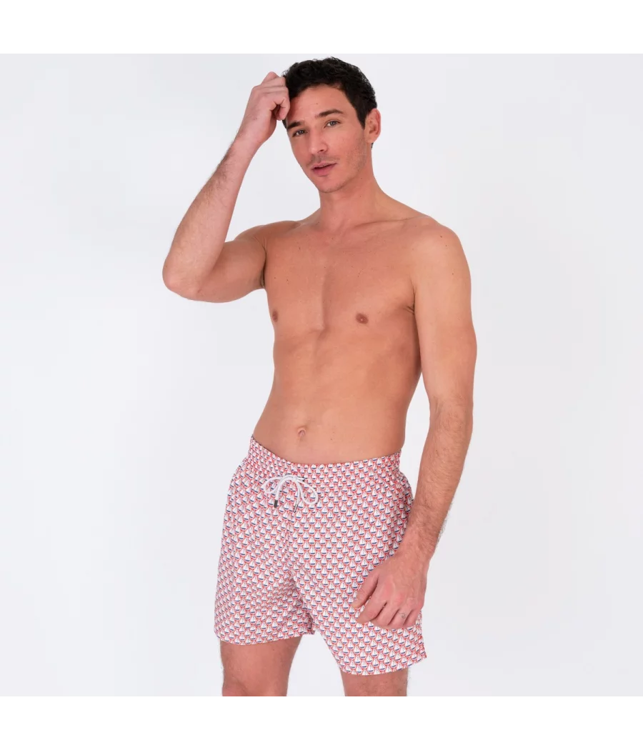 Maillot de bain homme rik navire rouge - Maillots de bain imprimés | Kiwi Saint Tropez