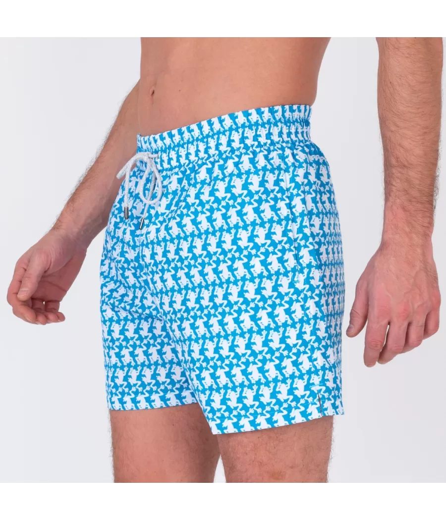 Maillot de bain homme rik grenouille turquoise - Maillots de bain imprimés | Kiwi Saint Tropez