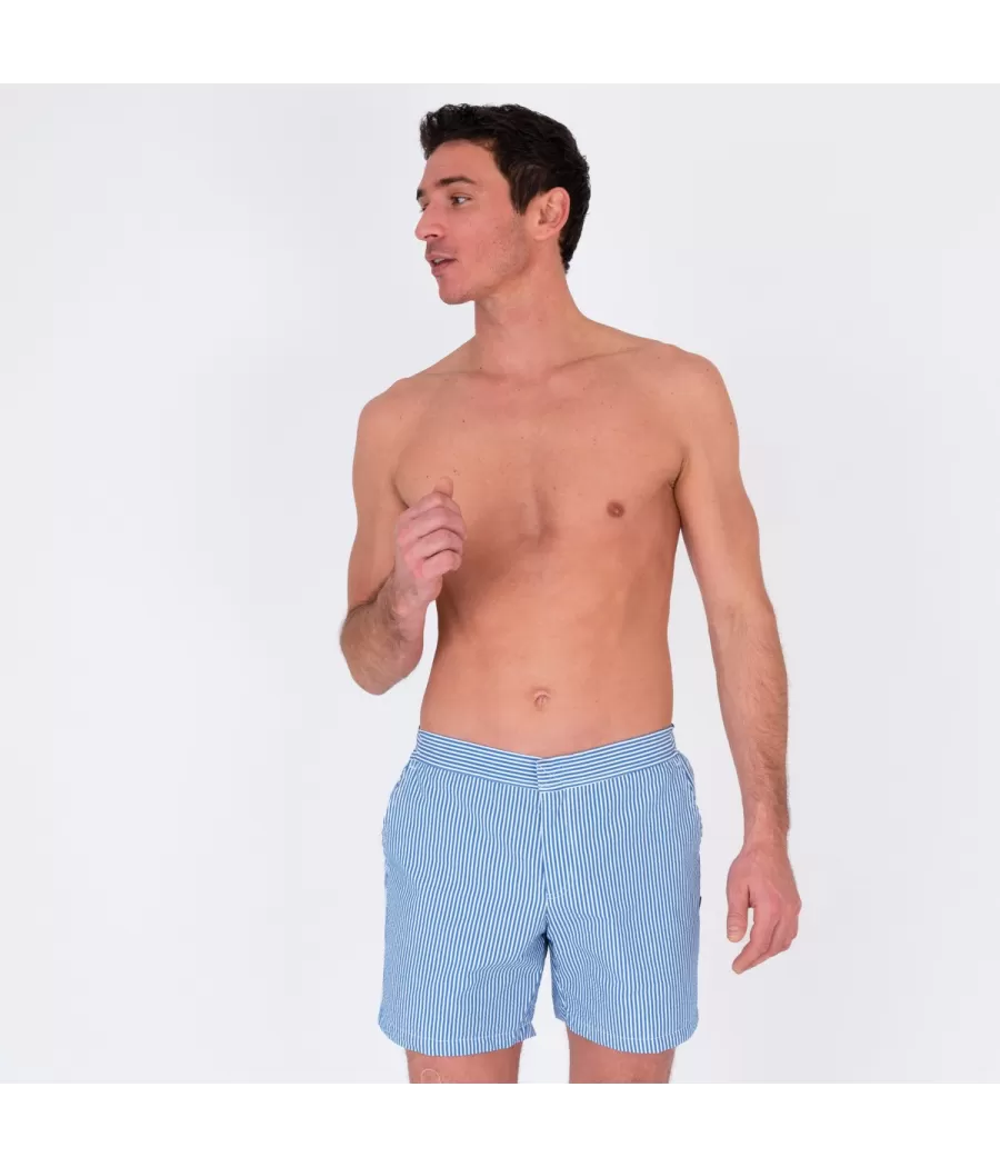 Maillot de bain homme tim seersucker bleu