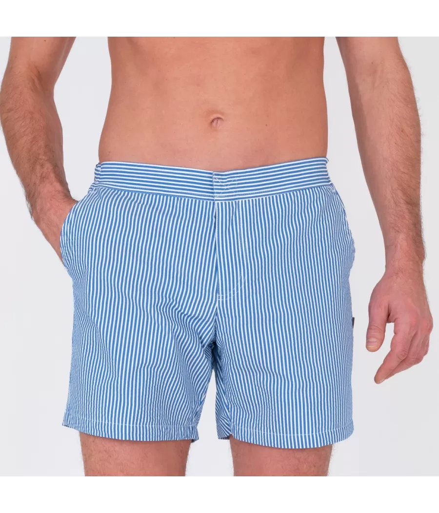 Maillot de bain homme tim seersucker bleu - Maillots de bain imprimés | Kiwi Saint Tropez