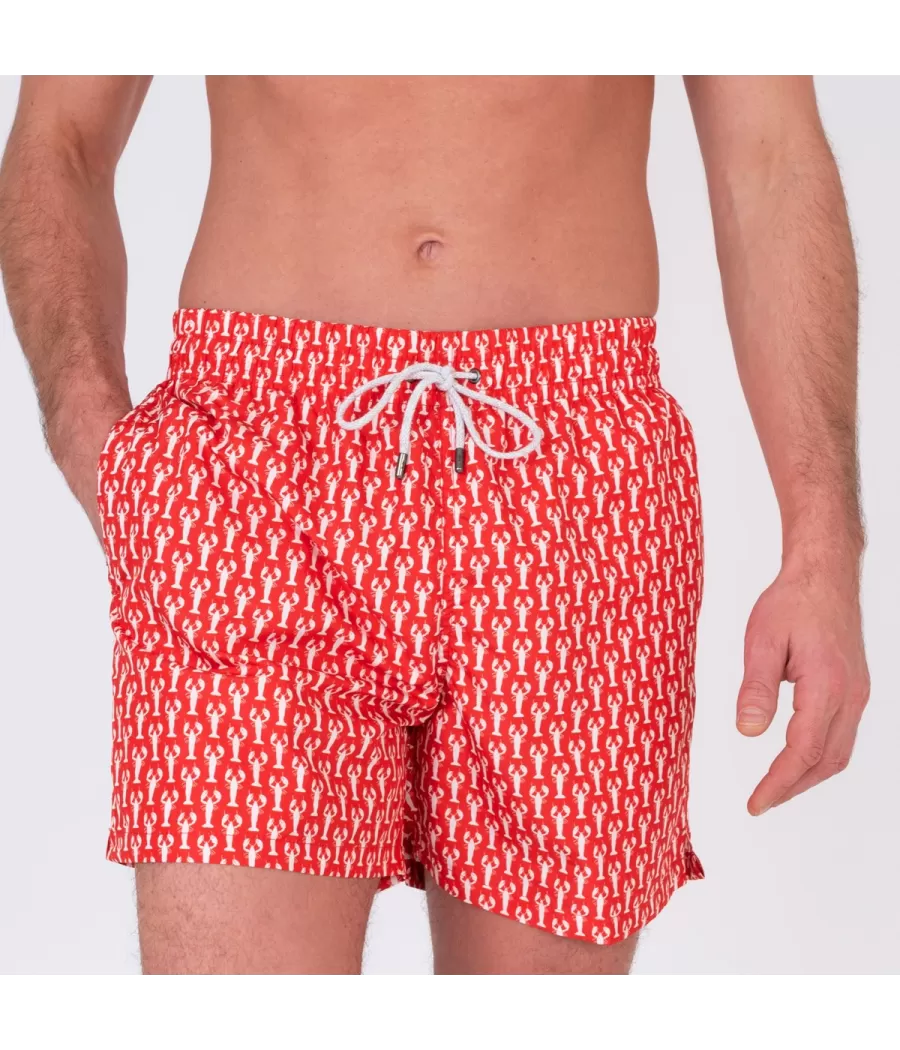 Herenzwempak rik écrevisse rood - Maillots de bain imprimés | Kiwi Saint Tropez