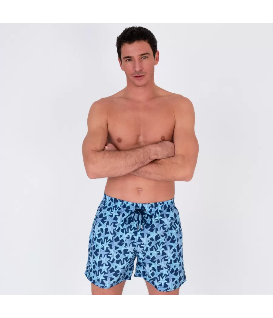 Herenzwempak rik zeester marine - Maillots de bain imprimés | Kiwi Saint Tropez