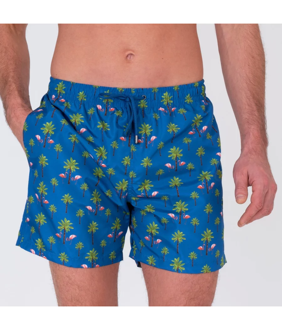 Maillot de bain homme flamants bleu - Swimwear printed | Kiwi Saint Tropez