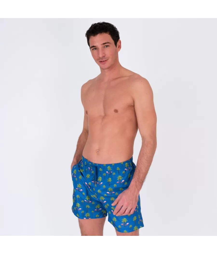 Blauw flamingozwempak voor heren - Maillots de bain imprimés | Kiwi Saint Tropez