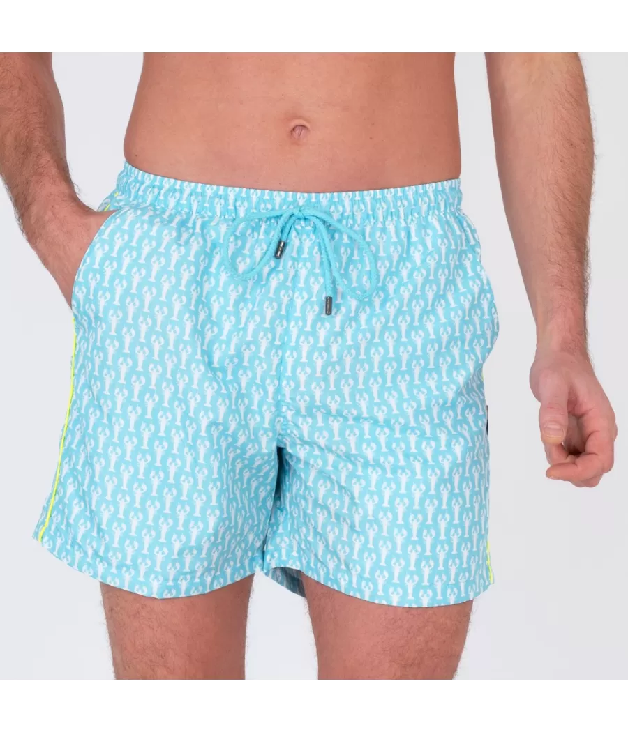 Maillot de bain homme écrevisse aqua - Maillots de bain imprimés | Kiwi Saint Tropez