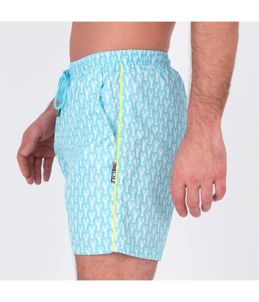 Maillot de bain homme écrevisse aqua - Maillots de bain imprimés | Kiwi Saint Tropez