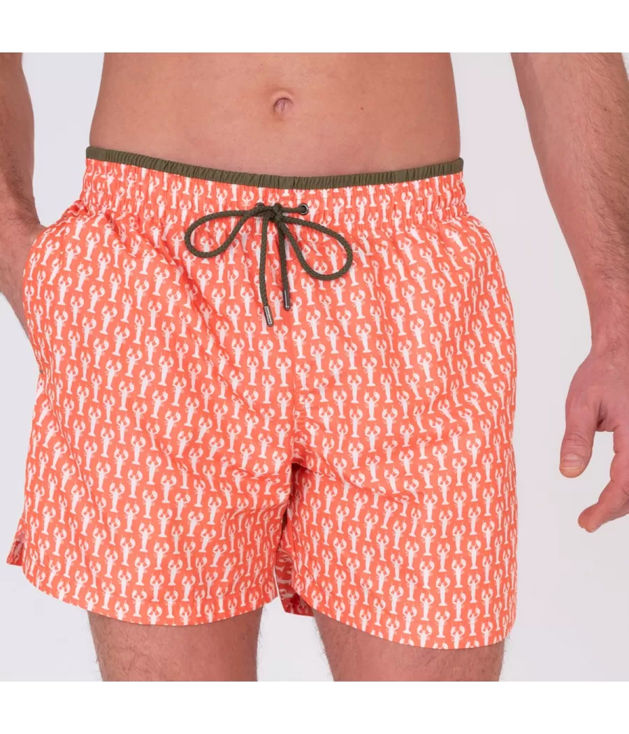 Herenzwempak rib écrevisse corail - Maillots de bain imprimés | Kiwi Saint Tropez