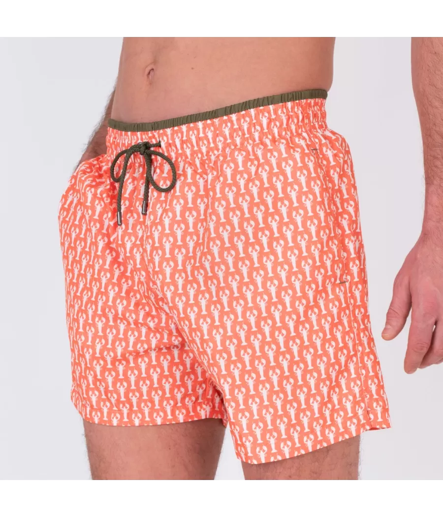 Herenzwempak rib écrevisse corail - Maillots de bain imprimés | Kiwi Saint Tropez