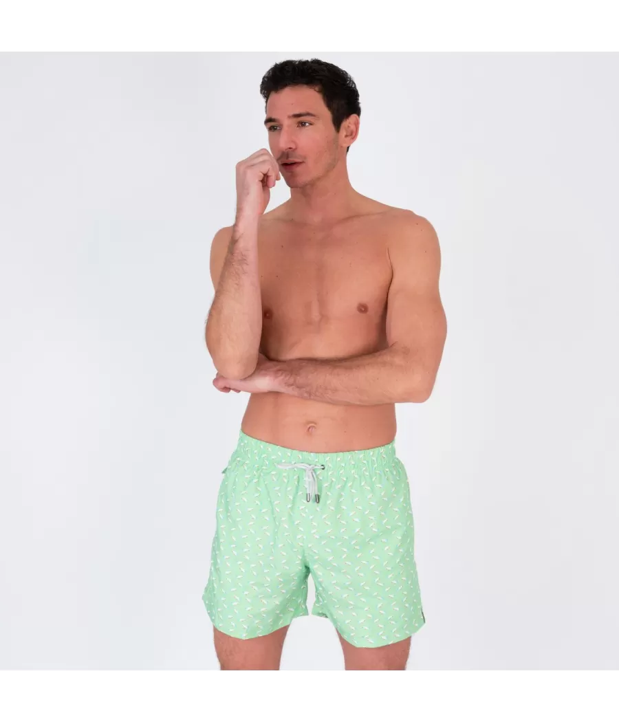 Maillot de bain homme rik oiseau amande - Maillots de bain imprimés | Kiwi Saint Tropez