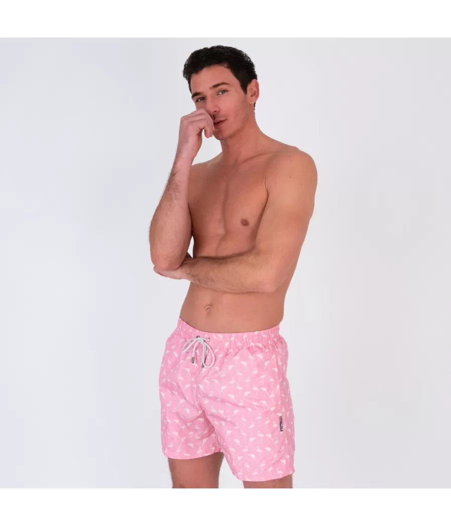 Roze flamenco zwempak voor mannen - Maillots de bain imprimés | Kiwi Saint Tropez