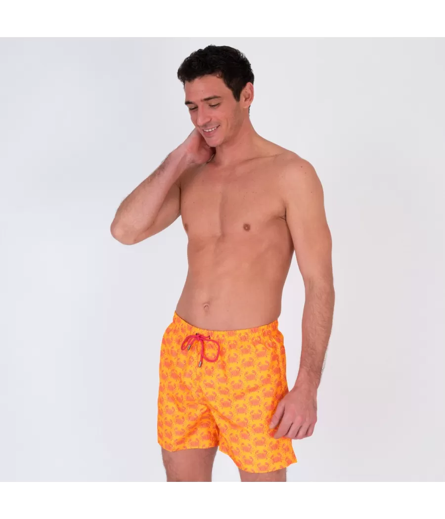 Oranje krabzwempak voor heren - Maillots de bain imprimés | Kiwi Saint Tropez