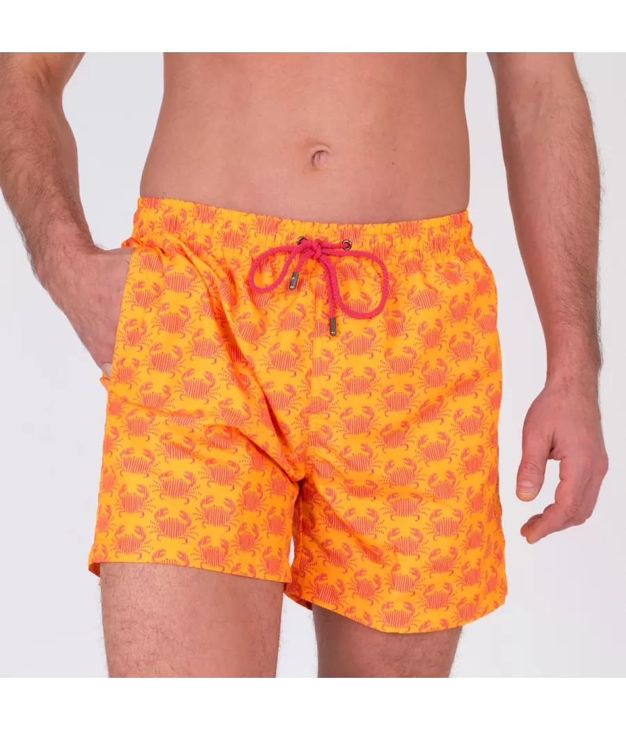 Oranje krabzwempak voor heren - Maillots de bain imprimés | Kiwi Saint Tropez