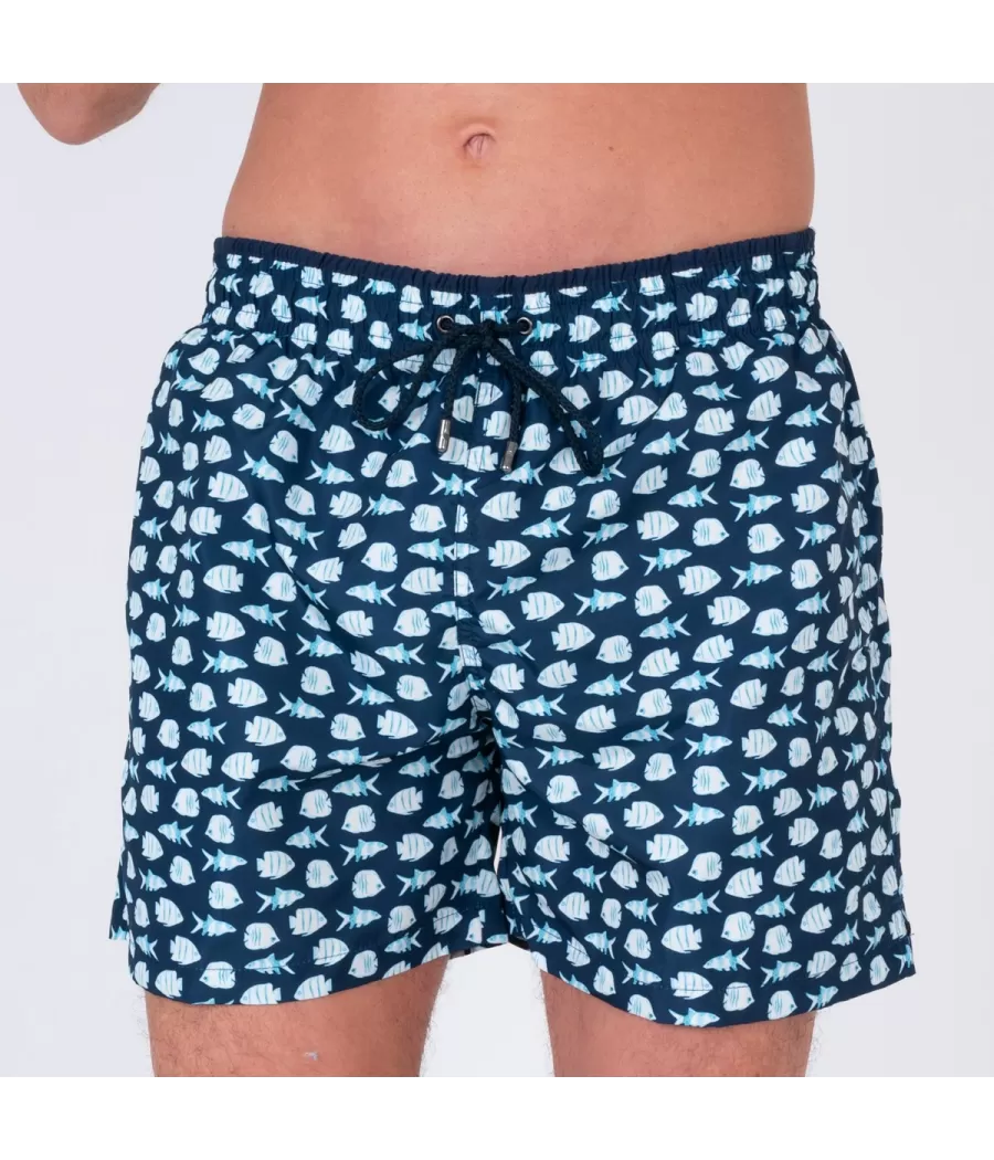 Maillot de bain homme rib poisson marine - Swimwear printed | Kiwi Saint Tropez