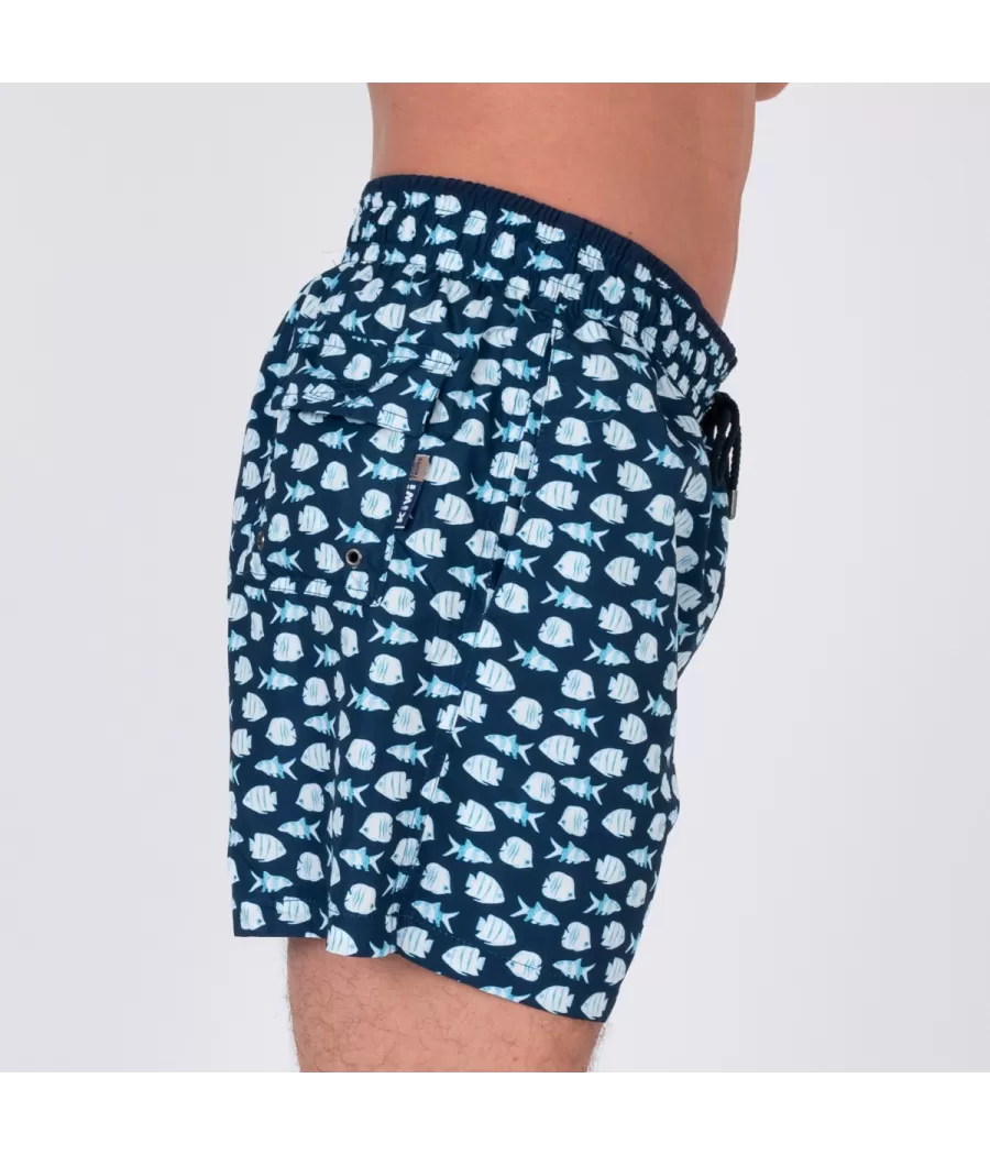 Maillot de bain homme rib poisson marine - Swimwear printed | Kiwi Saint Tropez