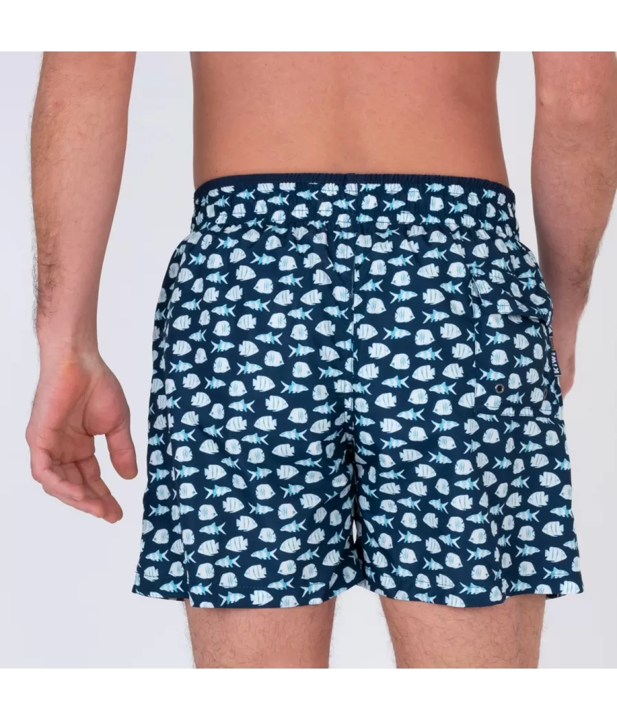 Maillot de bain homme rib poisson marine - Maillots de bain imprimés | Kiwi Saint Tropez