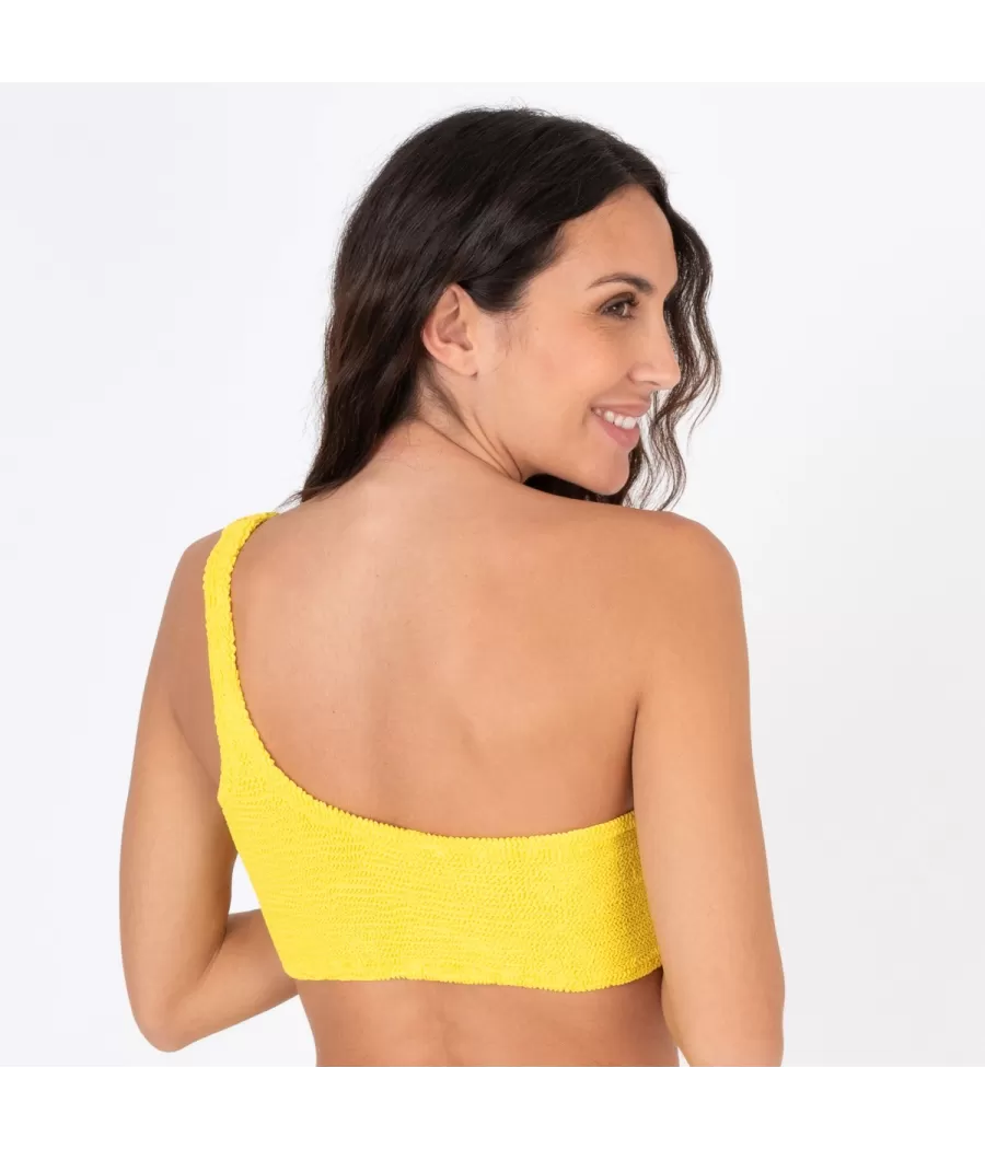 Haut de maillot femme asymétrique one size Wavy jaune |Kiwi Saint Tropez