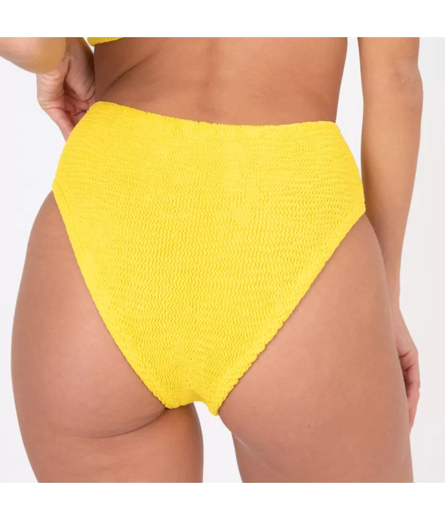 Culotte de maillot femme haute one size Wavy jaune | Kiwi Saint Tropez