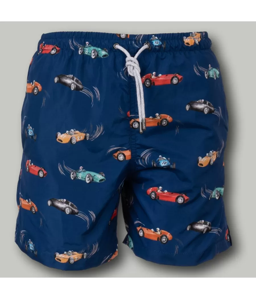 Maillot de bain garçon race marine - Boxers imprimés garçon | Kiwi Saint Tropez