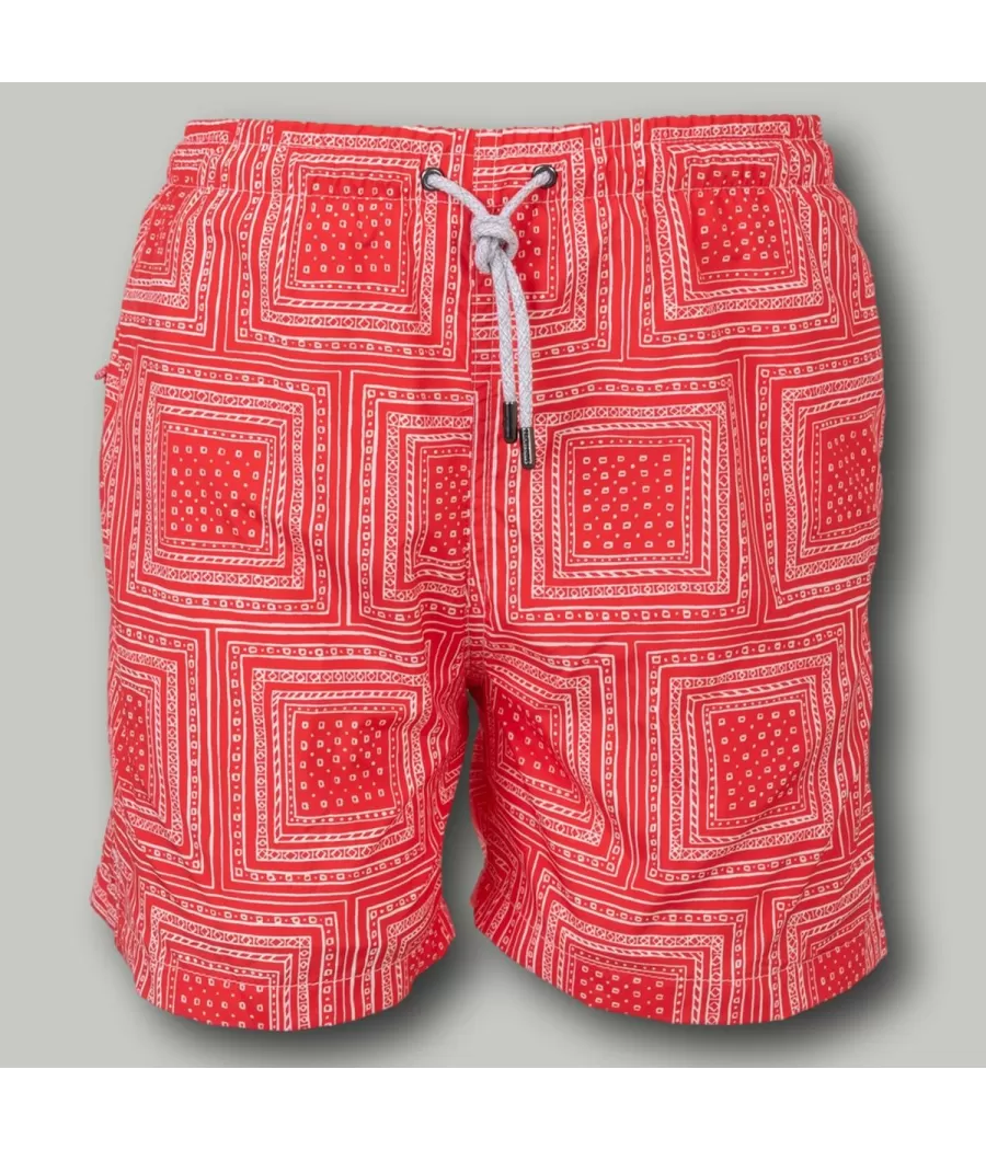 Rood bandana zwempak voor jongens - Boxers imprimés garçon | Kiwi Saint Tropez