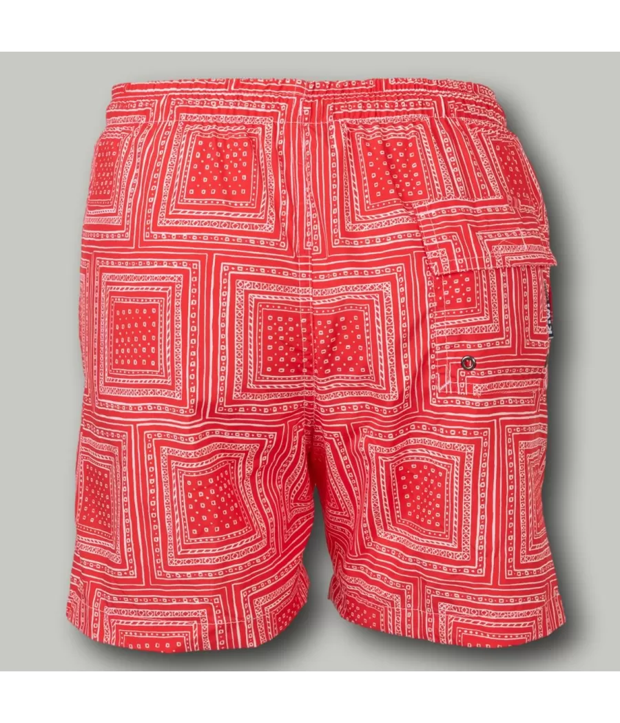 Maillot de bain garçon bandana rouge - Swimwear boy printed | Kiwi Saint Tropez