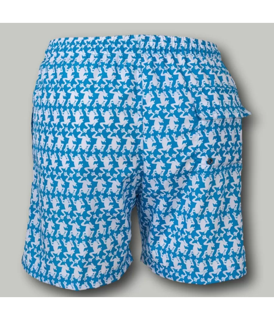 Turquoise kikker jongens zwempak - Boxers imprimés garçon | Kiwi Saint Tropez