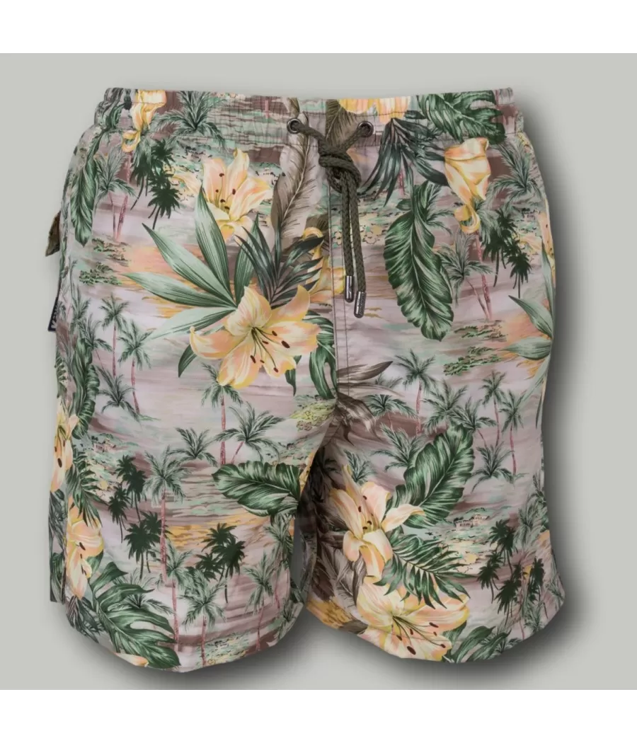 Maillot de bain garçon hawaï kaki