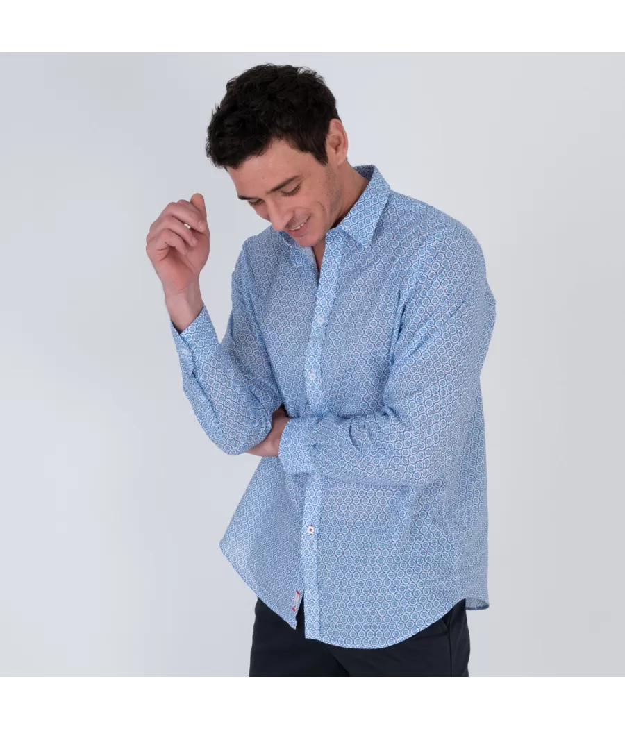 Chemise homme geo bleu - Shirts men  | Kiwi Saint Tropez