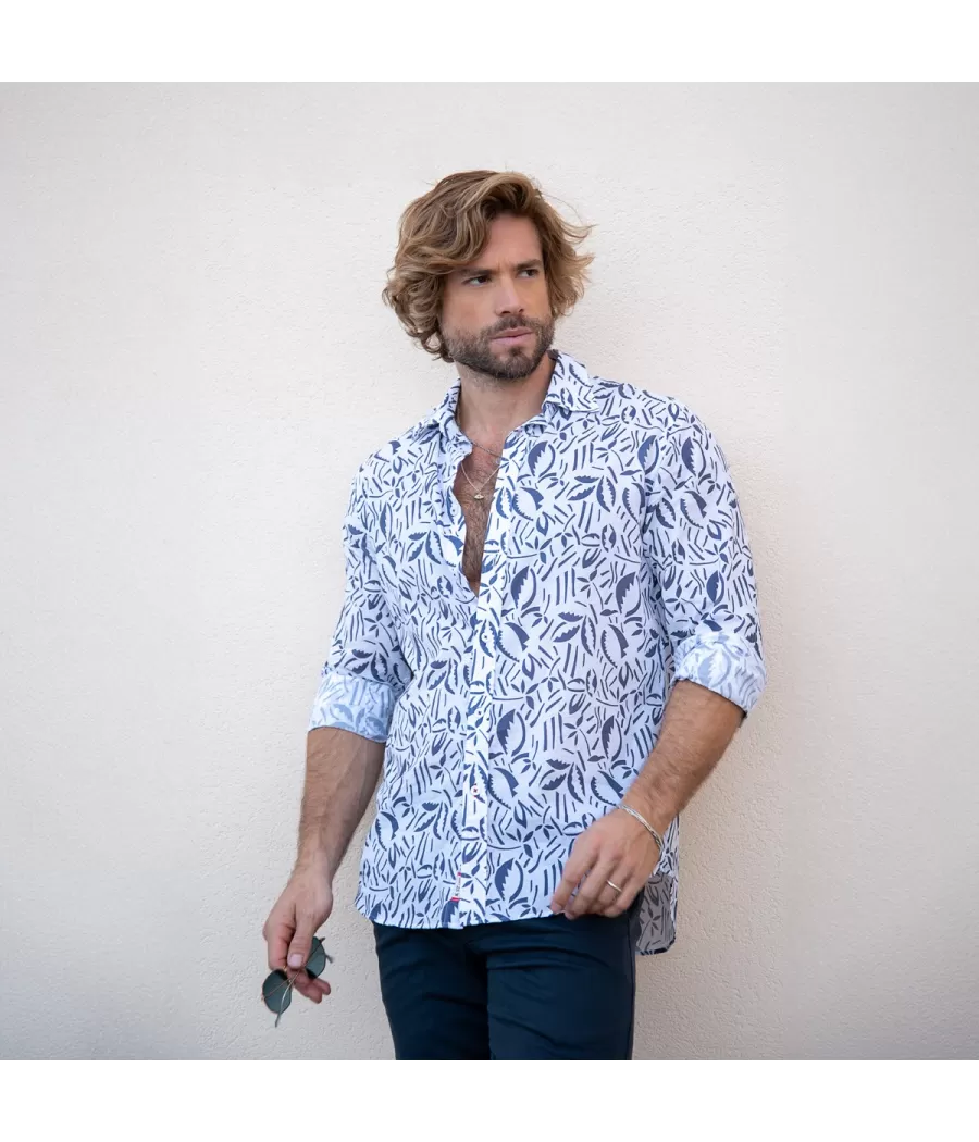 Chemise homme crocus indigo - Shirts men  | Kiwi Saint Tropez