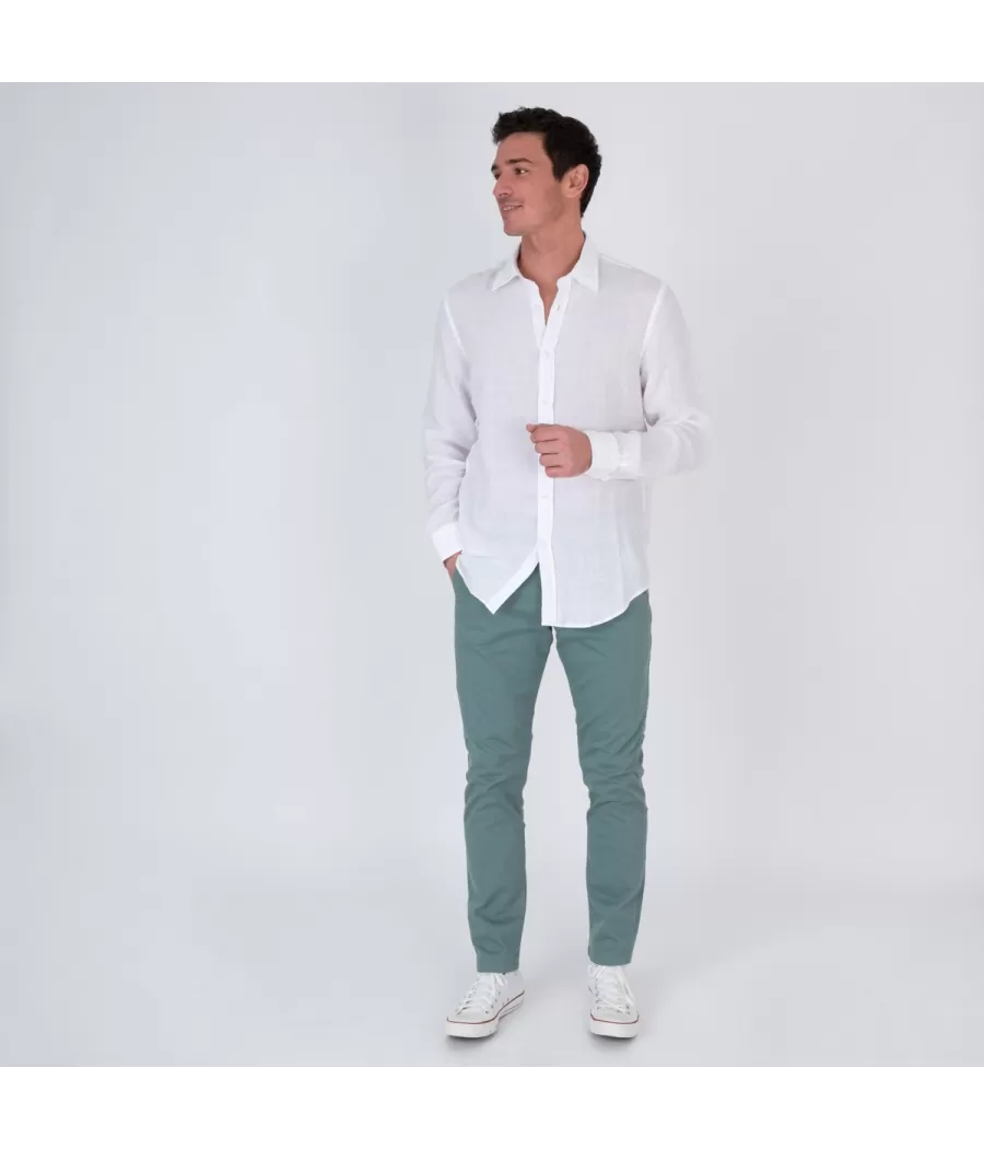 Chemise homme en lin laos slim blanc | Kiwi Saint Tropez