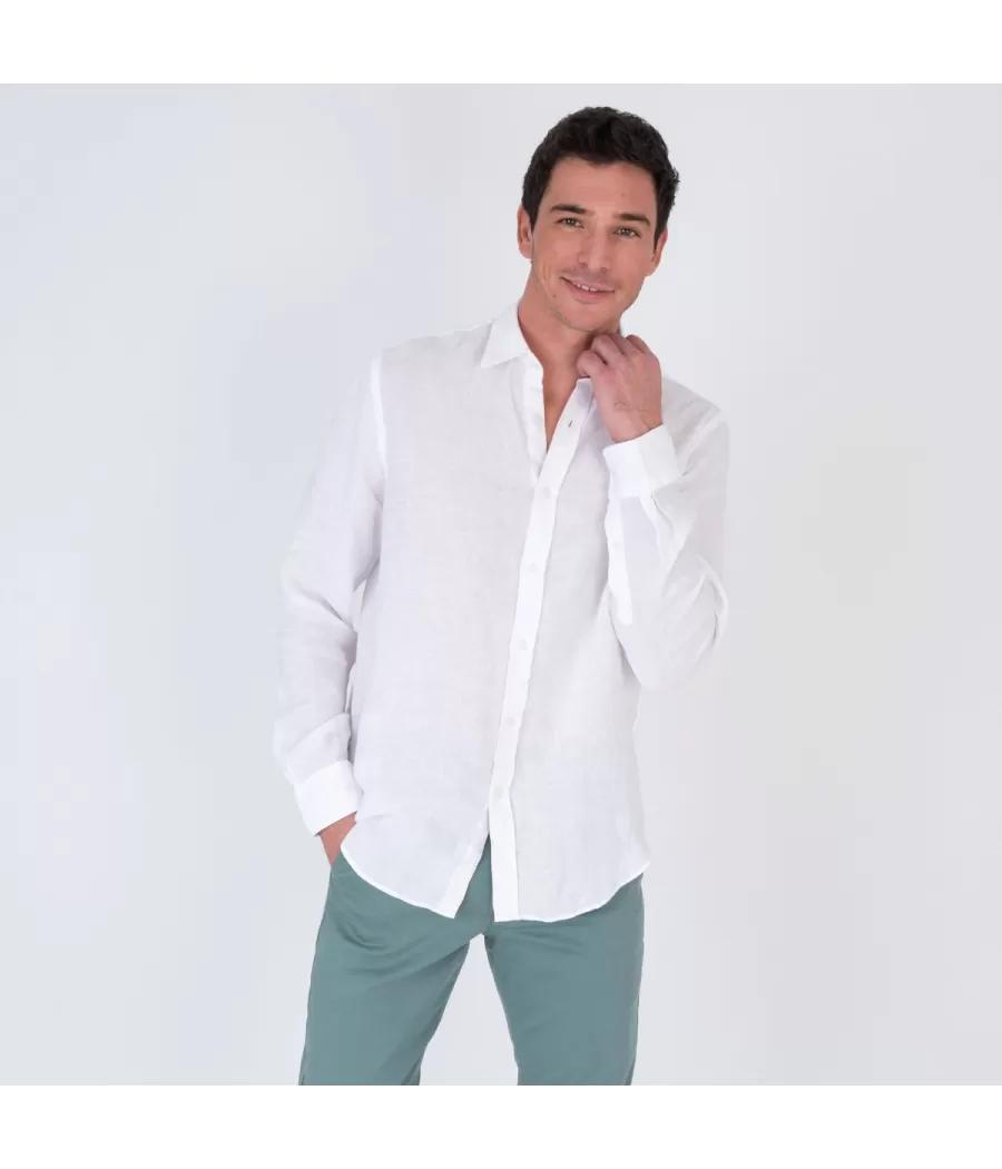 Chemise homme en lin Laos blanc - Chemises homme | Kiwi Saint Tropez