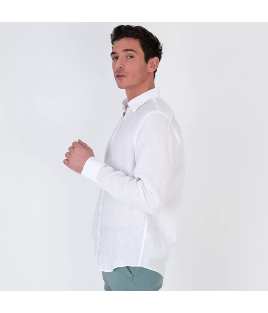 Chemise homme en lin Laos blanc | Kiwi Saint Tropez