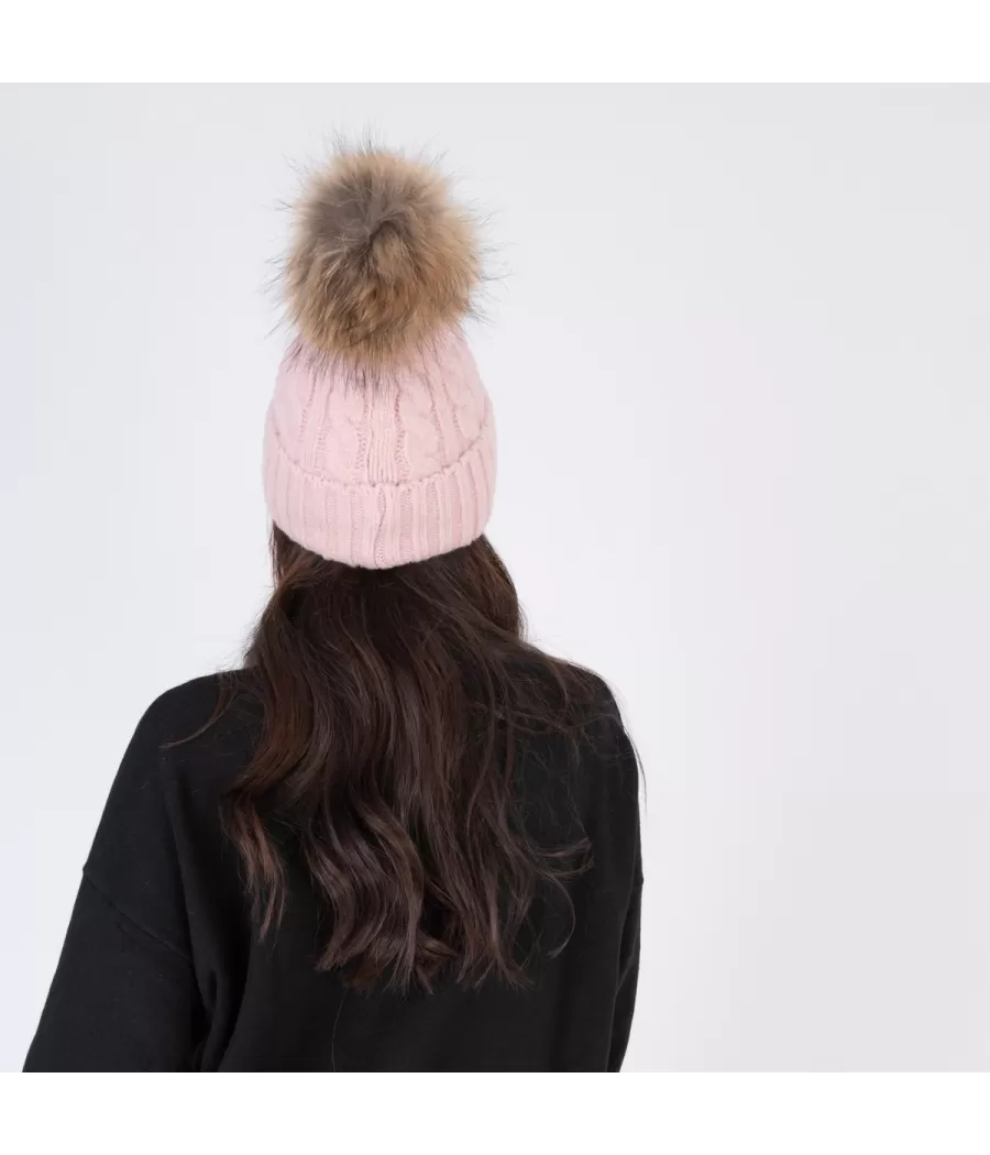 Bonnet femme torsade rose | Kiwi Saint Tropez