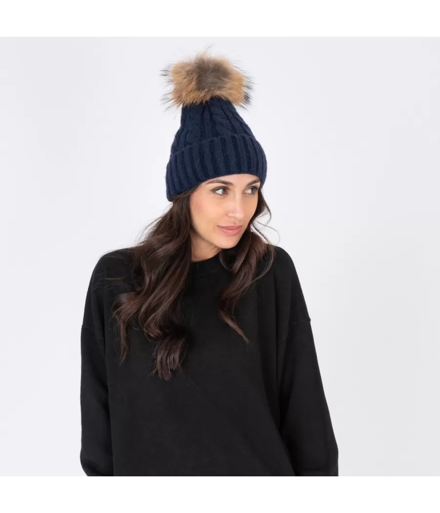 Bonnet femme torsade marine