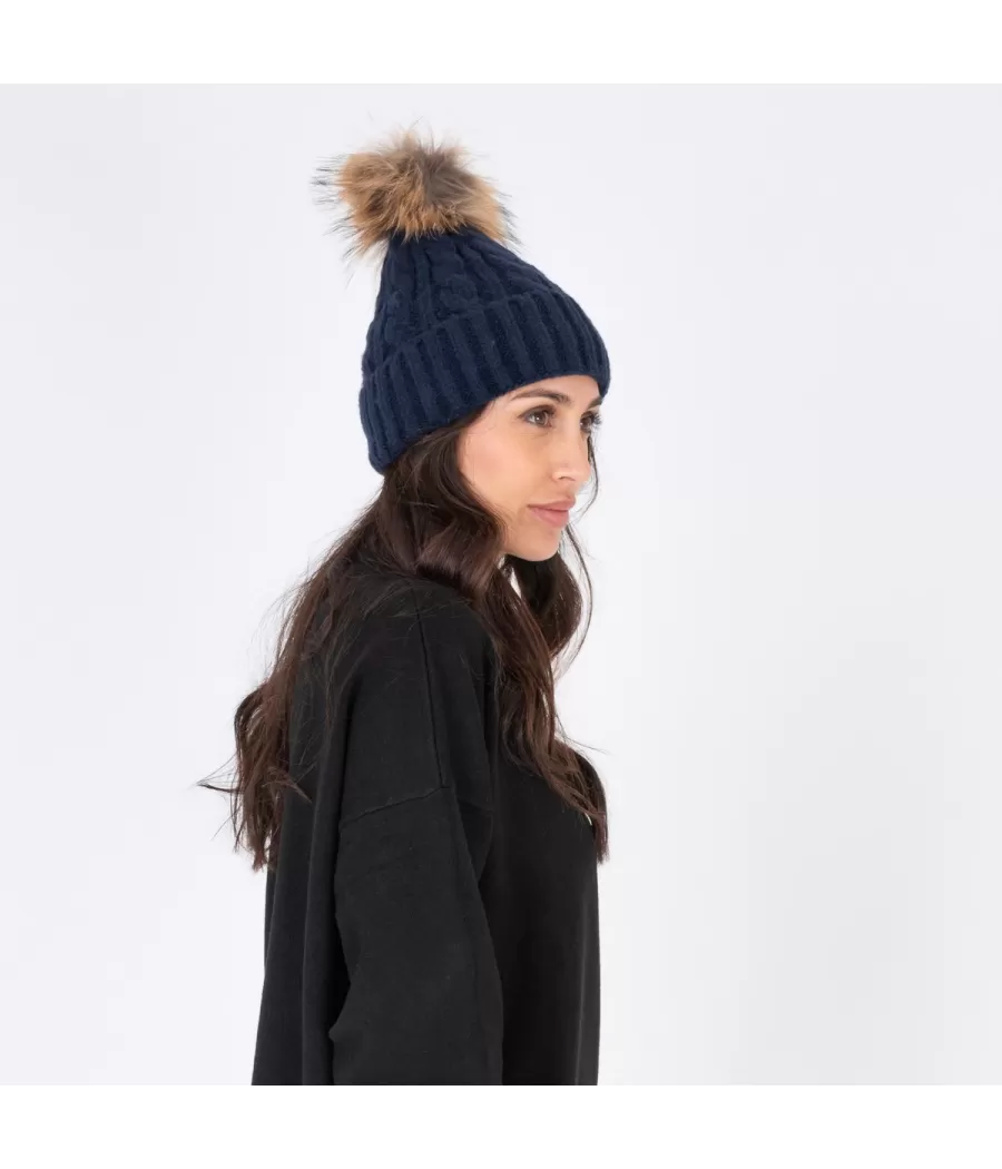 Bonnet femme torsade marine | Kiwi Saint Tropez