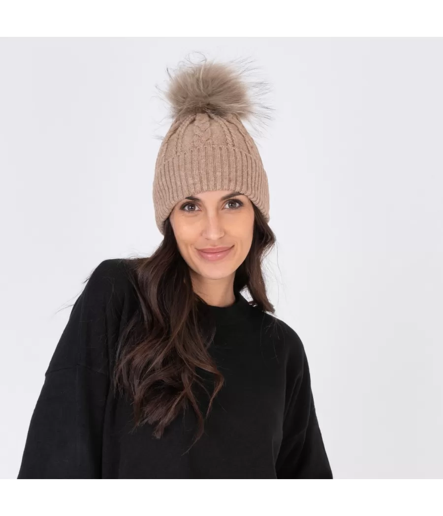 Bonnet femme torsade taupe