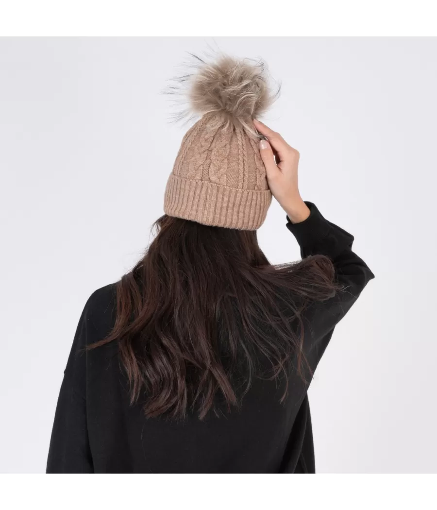 Bonnet femme torsade taupe | Kiwi Saint Tropez