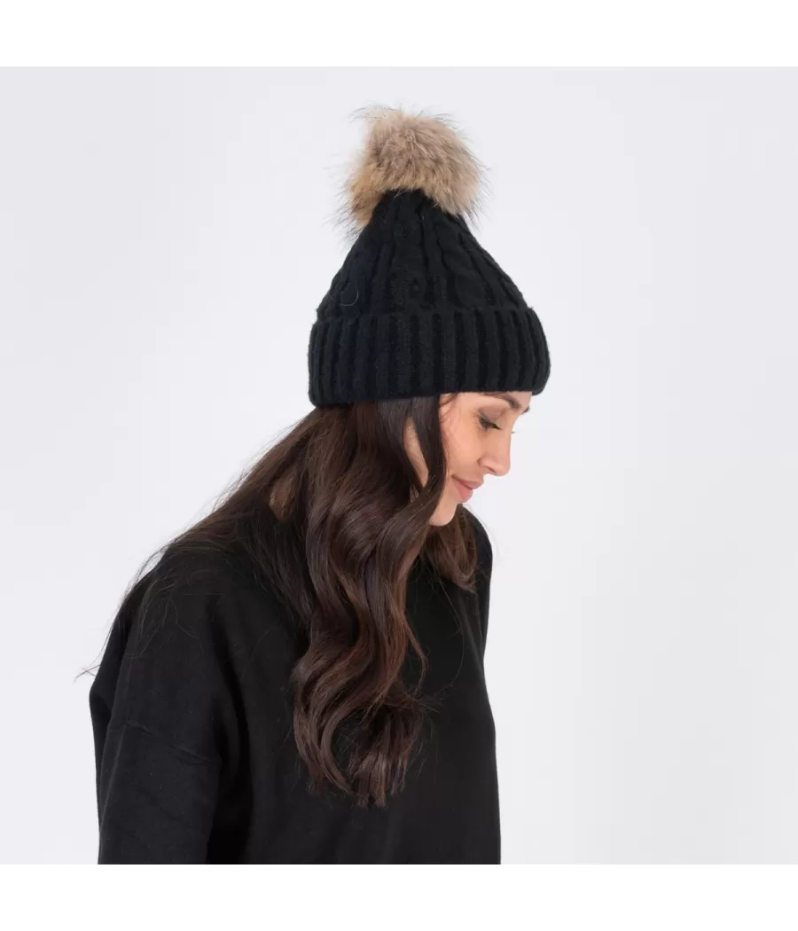 Bonnet femme torsade noir | Kiwi Saint Tropez