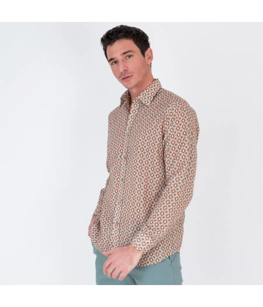 Chemise homme Africa beige - Shirts men  | Kiwi Saint Tropez