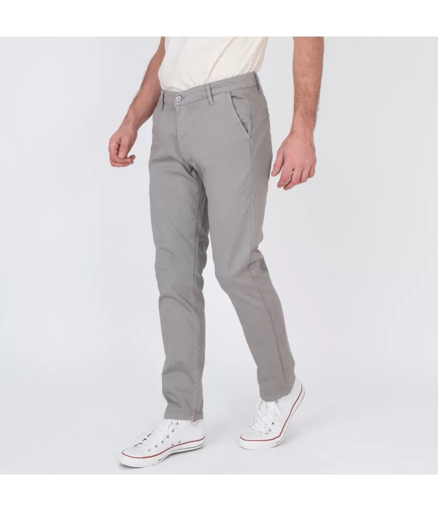 Pantalon homme revers zephir gris | Kiwi Saint Tropez