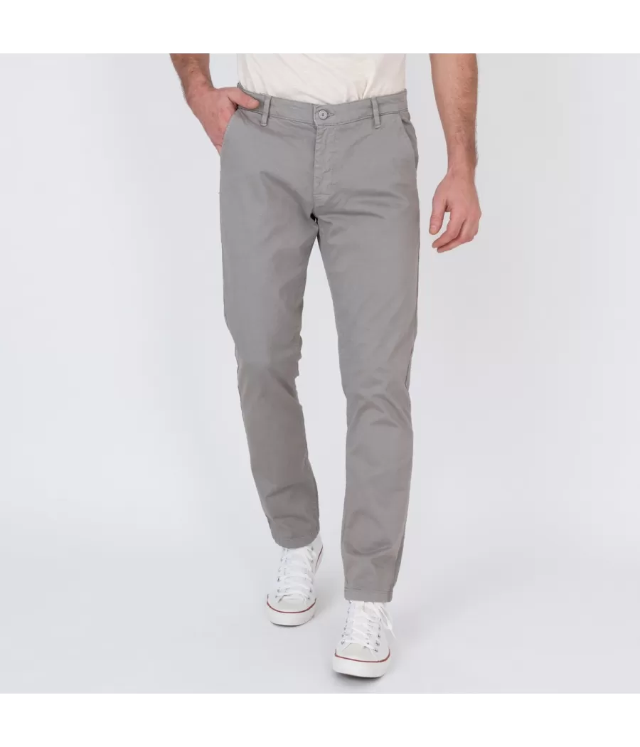 Pantalon homme revers zephir gris | Kiwi Saint Tropez