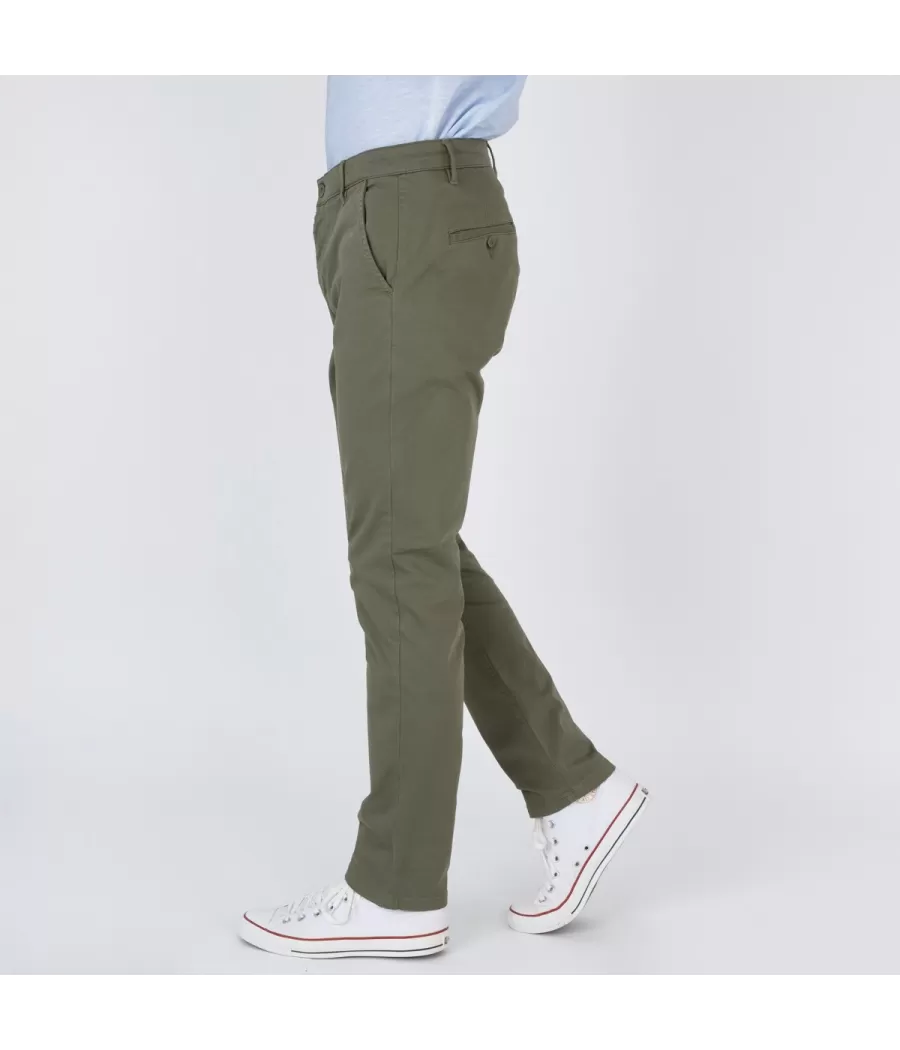 Pantalon homme revers zephir kaki | Kiwi Saint Tropez