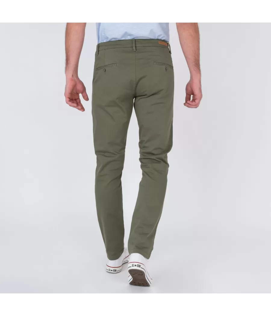 Pantalon homme revers zephir kaki | Kiwi Saint Tropez