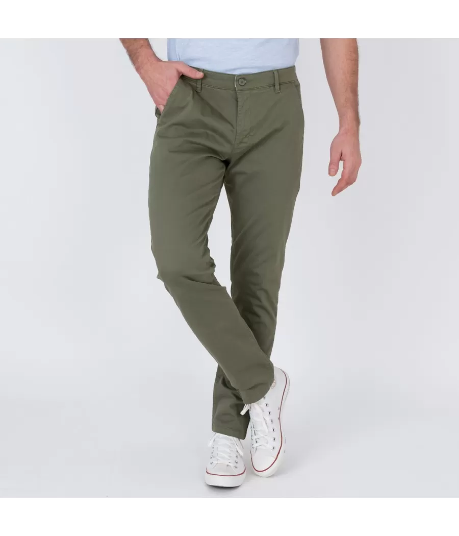 Pantalon homme revers zephir kaki | Kiwi Saint Tropez